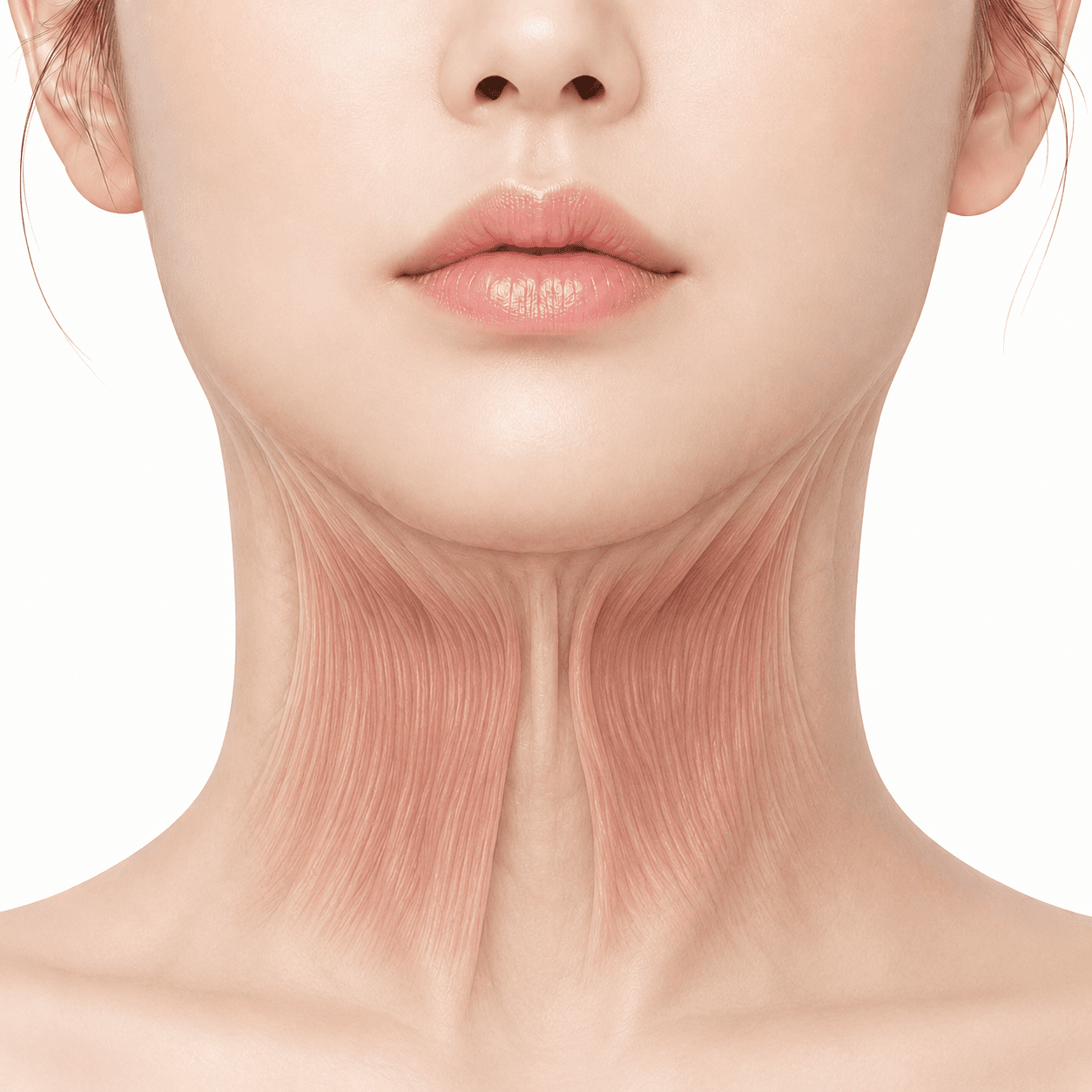 이중턱 원인: 활경근 늘어짐