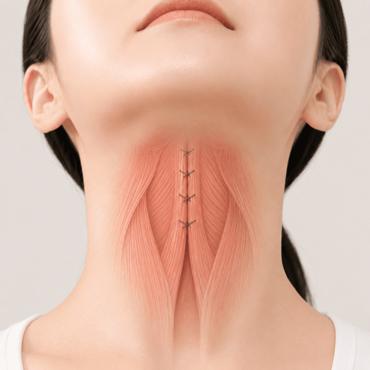 활경근 근육묶기 — 벌어진 근육을 모아 고정